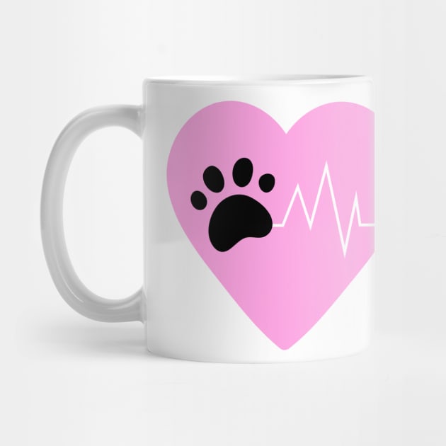 Pink Dog Paw Heartbeat Line Dog Lover Heartbeat by olivetees